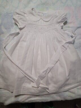 Edgehill collection smocked white heirloom peter pan collar dress sz 12m